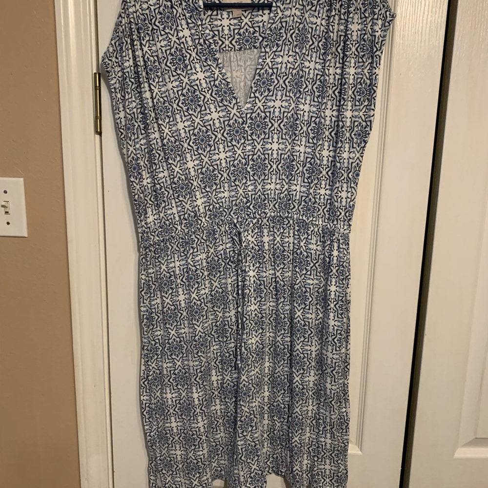 Loft drawstring waist, short sleeve dress